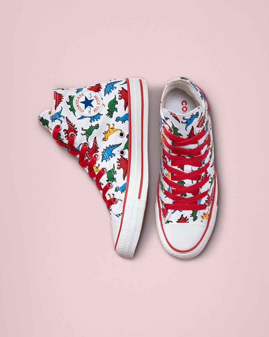 Boys' Converse Chuck Taylor All Star Dinosaurs High Top Shoes White / Red / Blue | AU C8450K